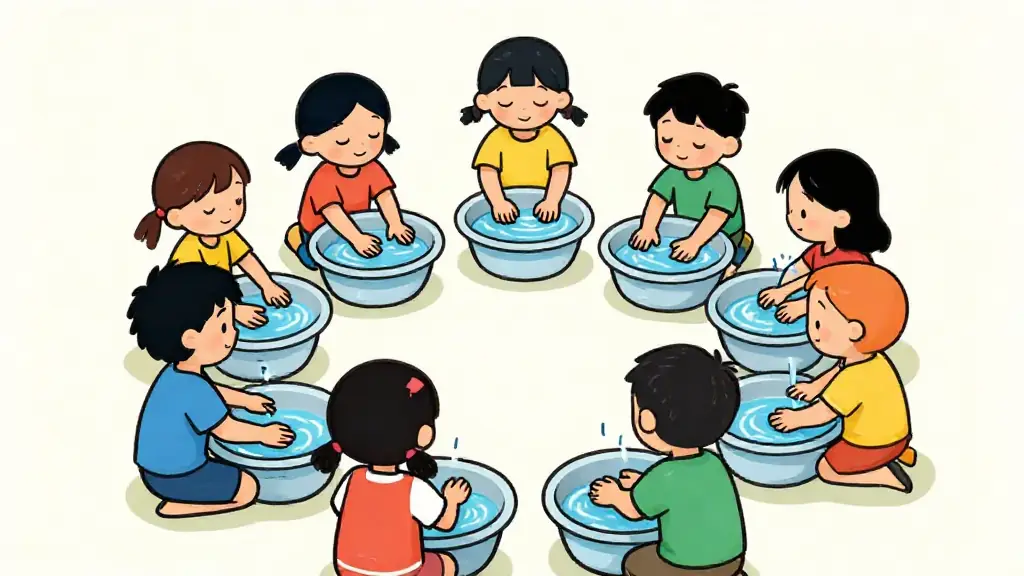 Illustration du jeu « Les mains dans l'eau »