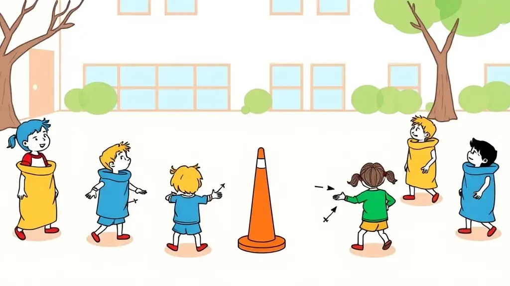 Illustration du jeu « La course en sac »