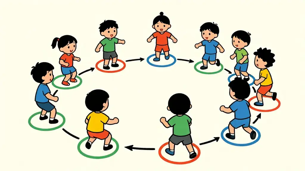 Illustration du jeu « Les cerceaux musicaux »