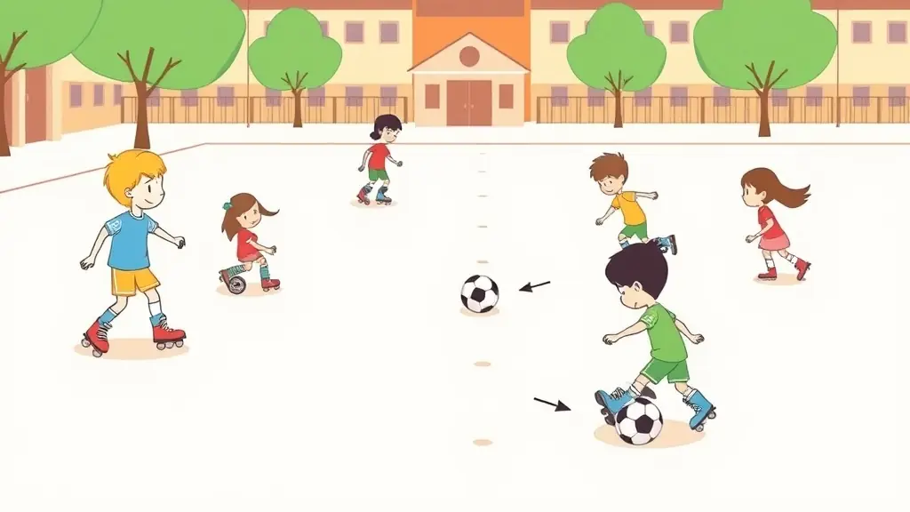 Illustration du jeu « La course au ballon sur patins »