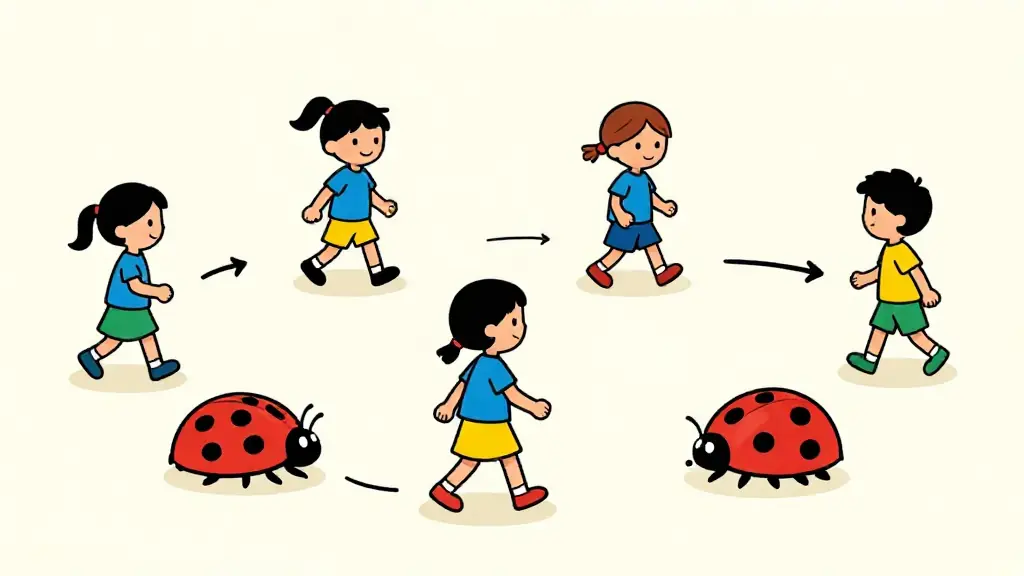 Illustration du jeu « La promenade de la coccinelle »