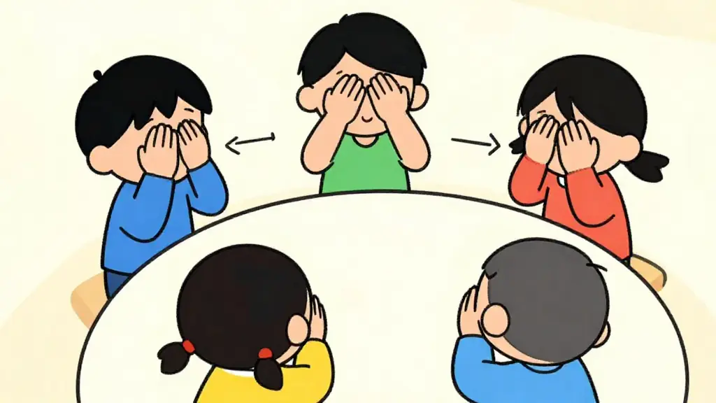 Illustration du jeu « Les mains chaudes »