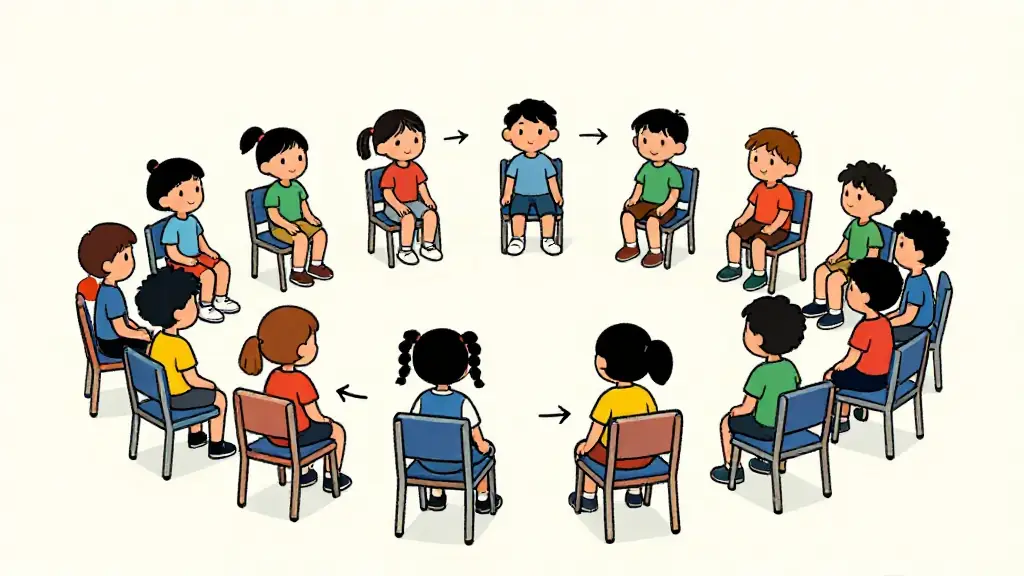 Illustration du jeu « Les chaises musicales coopératives »