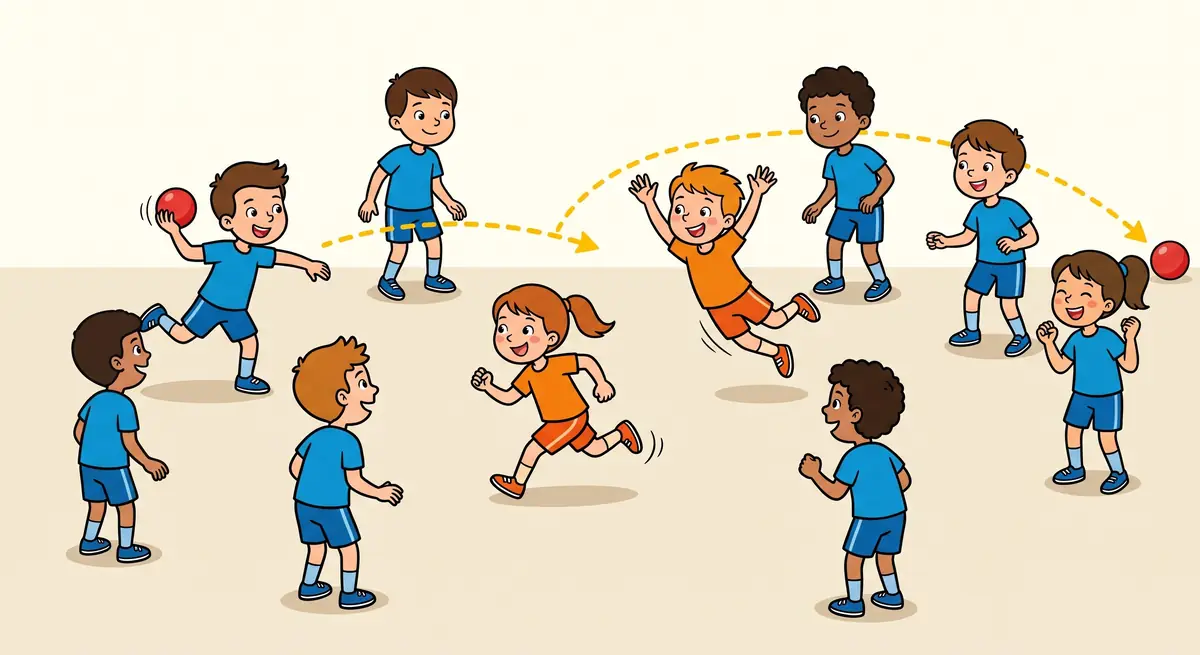 Illustration du jeu « Esquive ballon en cercle »