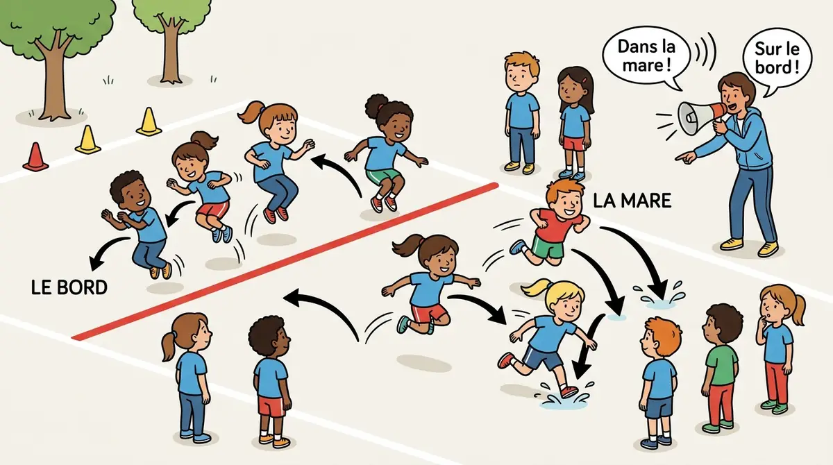 Illustration du jeu « Dans la mare; sur le bord »