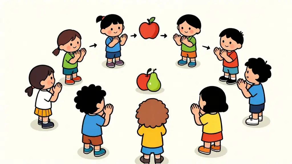 Illustration du jeu « Des pommes, des poires (Jeu de main) »