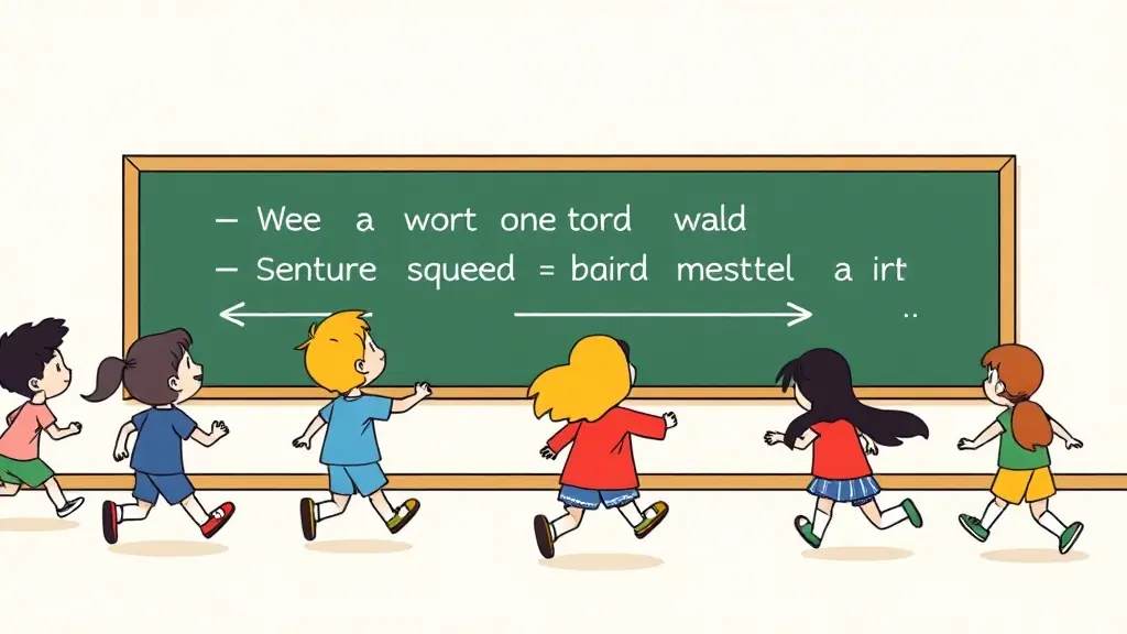 Illustration du jeu « Relais « Phrase au tableau » »