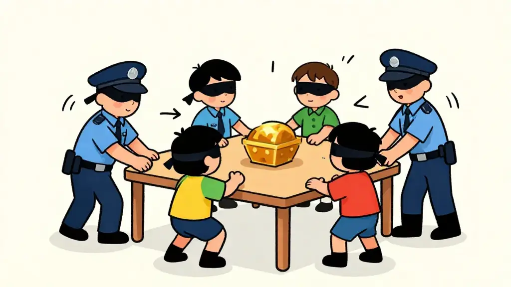 Illustration du jeu « Les voleurs et les gendarmes (À l'aveugle) »