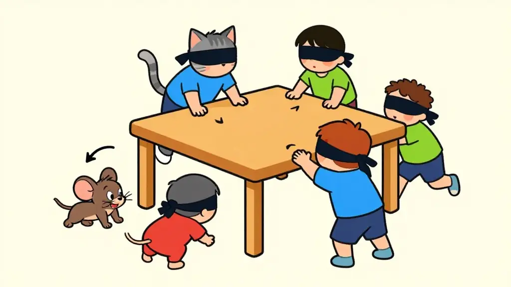 Illustration du jeu « Le chat et la souris (Sous la table) »