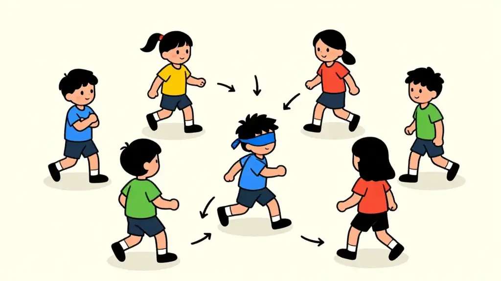 Illustration du jeu « Colin-Maillard 3 pas »