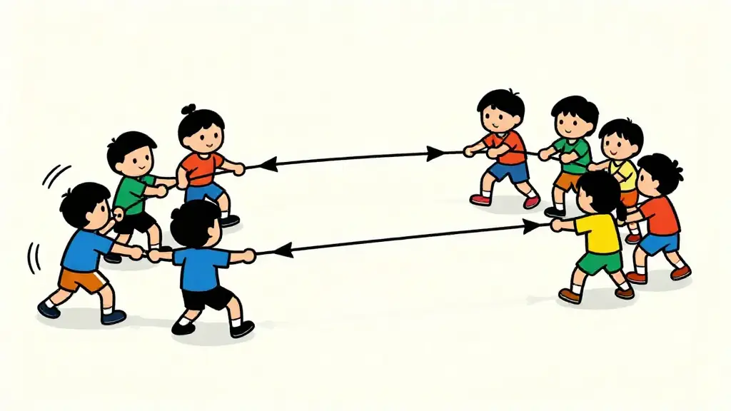 Illustration du jeu « Les deux camps (Tir au bras) »