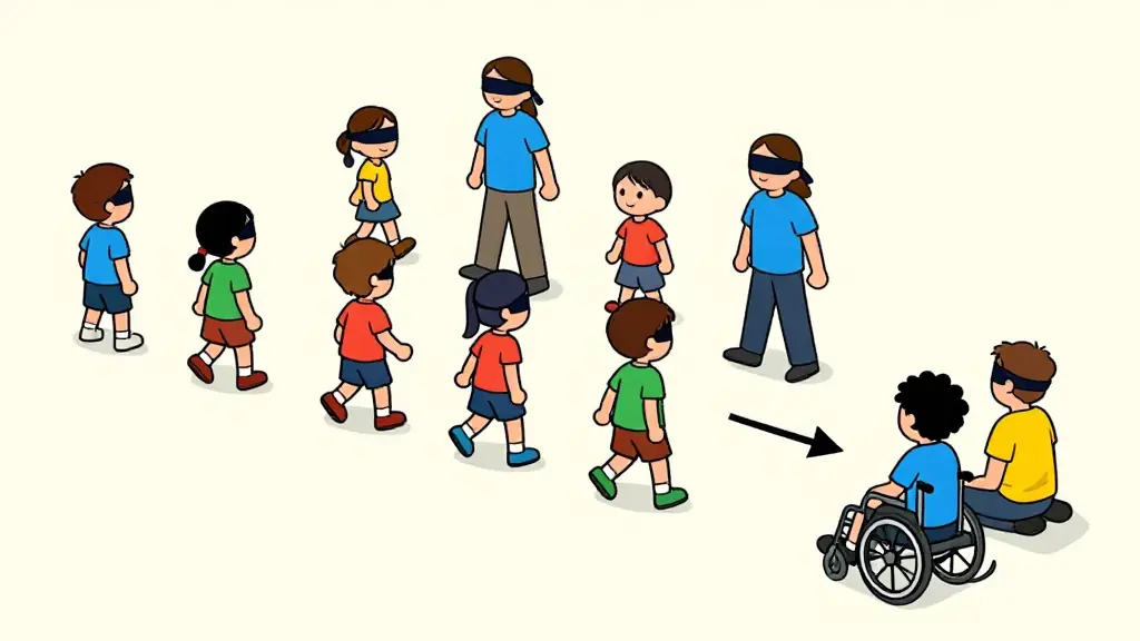 Illustration du jeu « Aveugles et paralytiques »