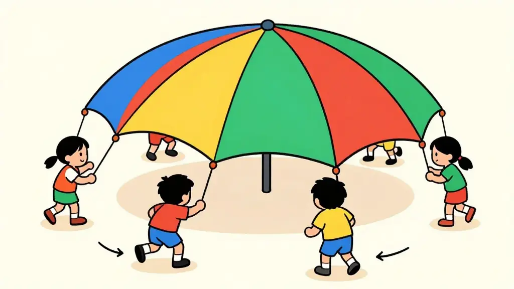 Illustration du jeu « Cache-cache au parachute »