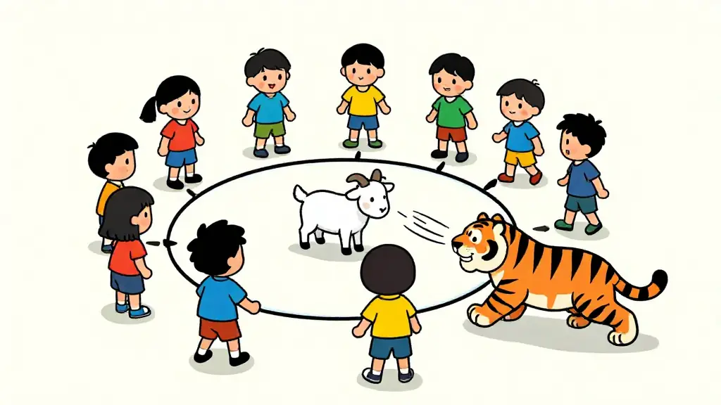Illustration du jeu « L'Attrape-Queue du Tigre »