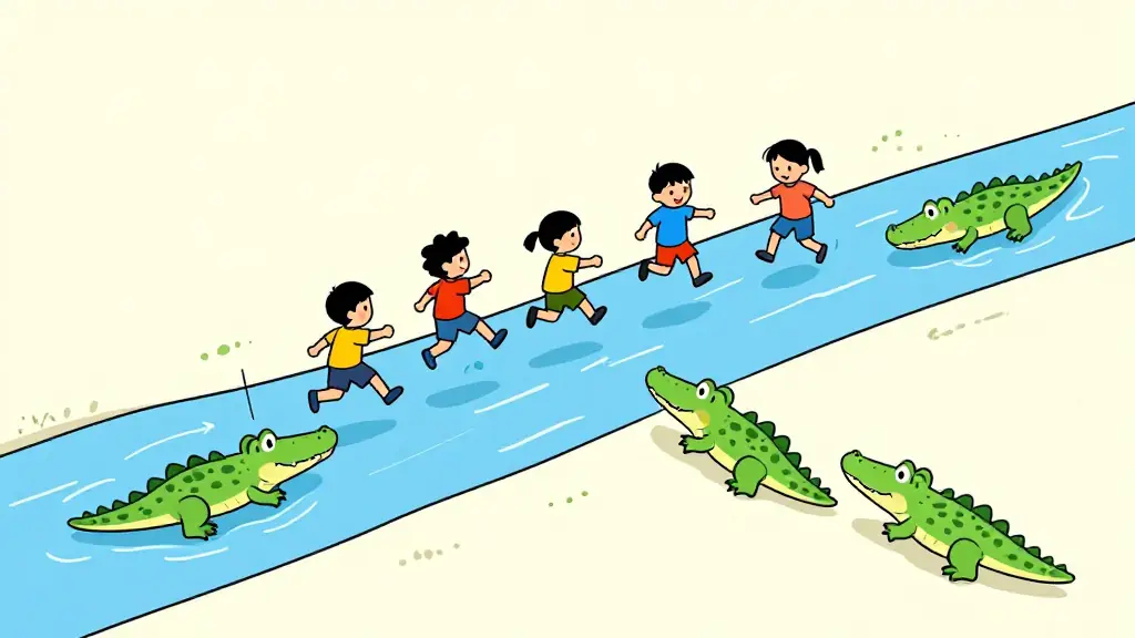 Illustration du jeu « La rivière aux crocodiles »